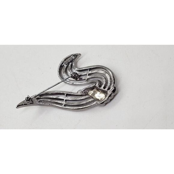 Vintage Brooch Silver Swan Abstract 1960s Mid Century Modern Twisted Rope Monet - Picture 4 of 7